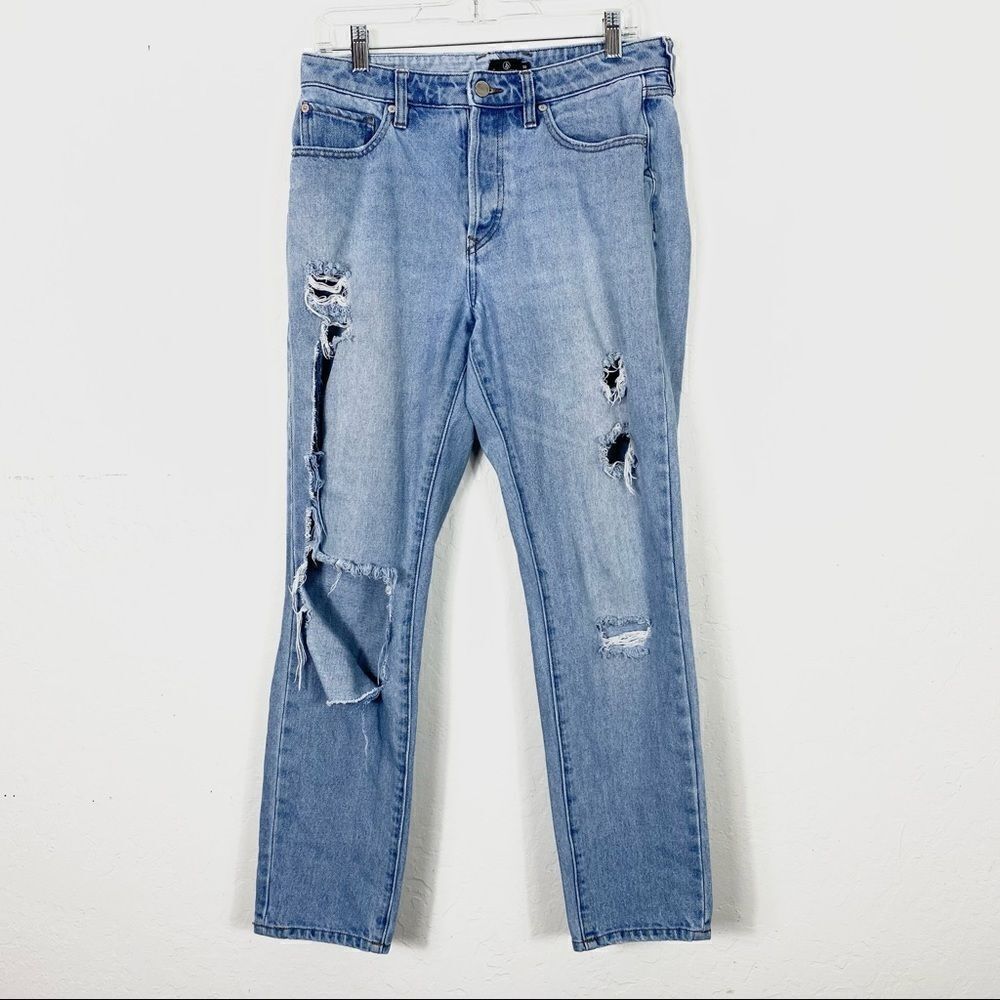 Volcom Light Wash Destroyed Denim Skinny Jeans